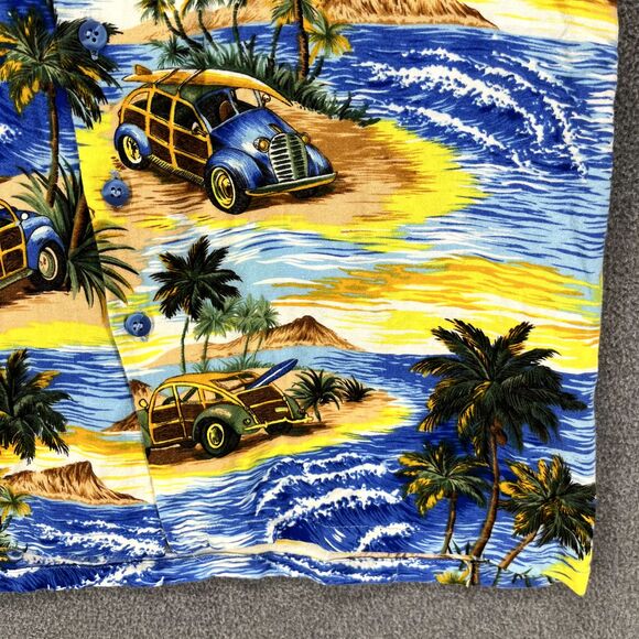 Liquid Hawaiian Shirt Junior Medium 10 12 Blue Yellow Cruise Surfboard beach - Picture 5 of 14